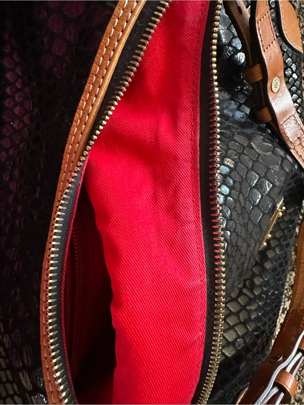 Dooney & Bourke Black Textured Hobo with Tan Leather Trim and Wristlet - Picture 11 of 13
